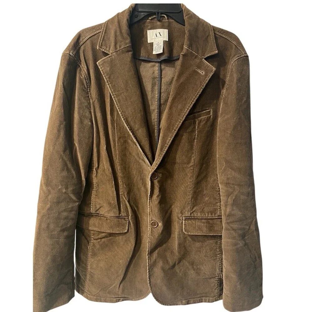Armani Exchange A|X Corduroy Sport Coat Blazer Casual Jacket Medium Camel Brown